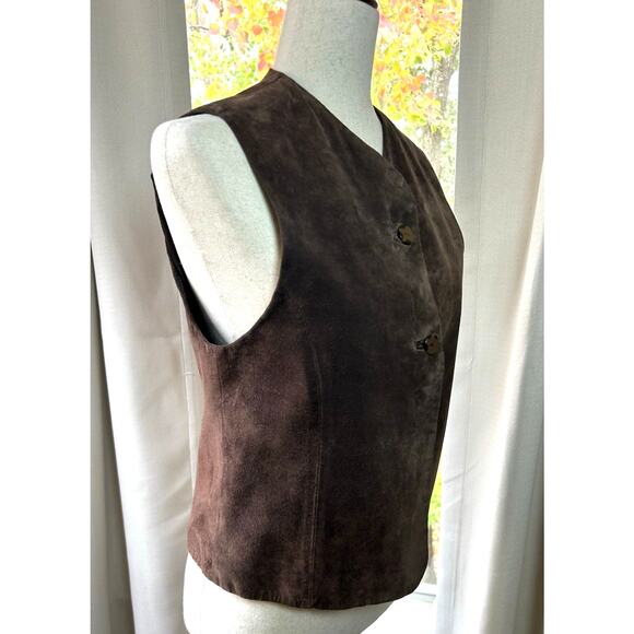 VTG Chocolate Brown Suede Leather Western Vest Size S/M Boho Festival Cowgirl - Picture 2 of 10
